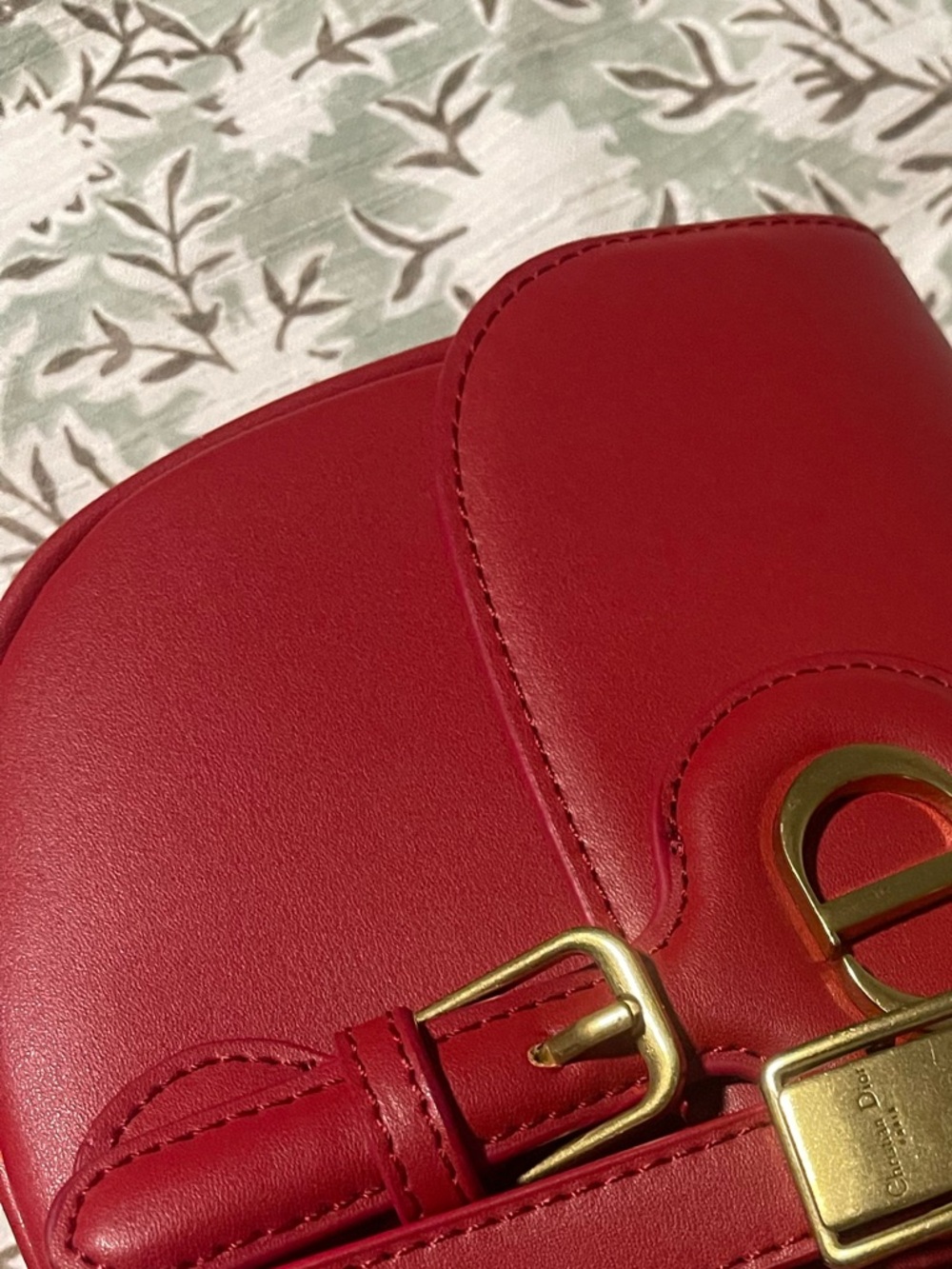 Red Leather Shoulder Bag with Gold Hardware